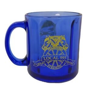 International Brotherhood‎ Of Teamsters Union Local #995 Blue Glass Mug USA Made